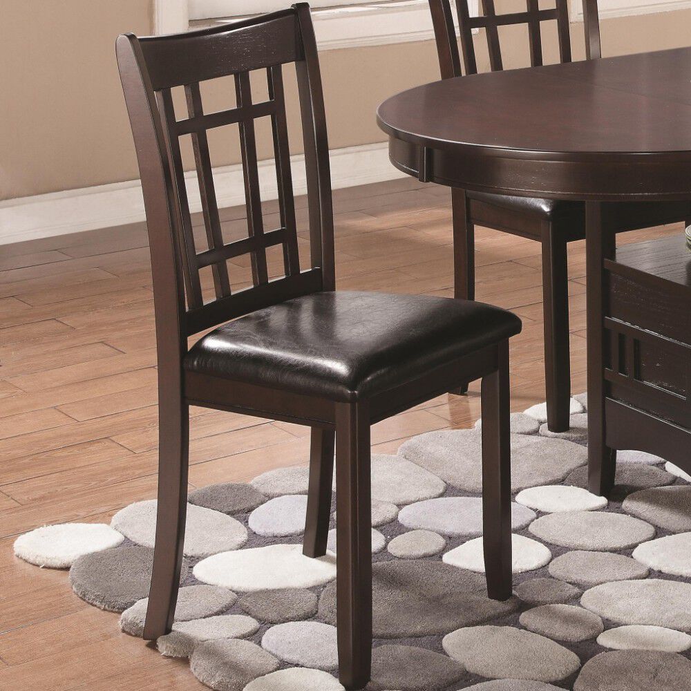 Armless Dining Side Chair, Espresso Brown & Black, Set of 2