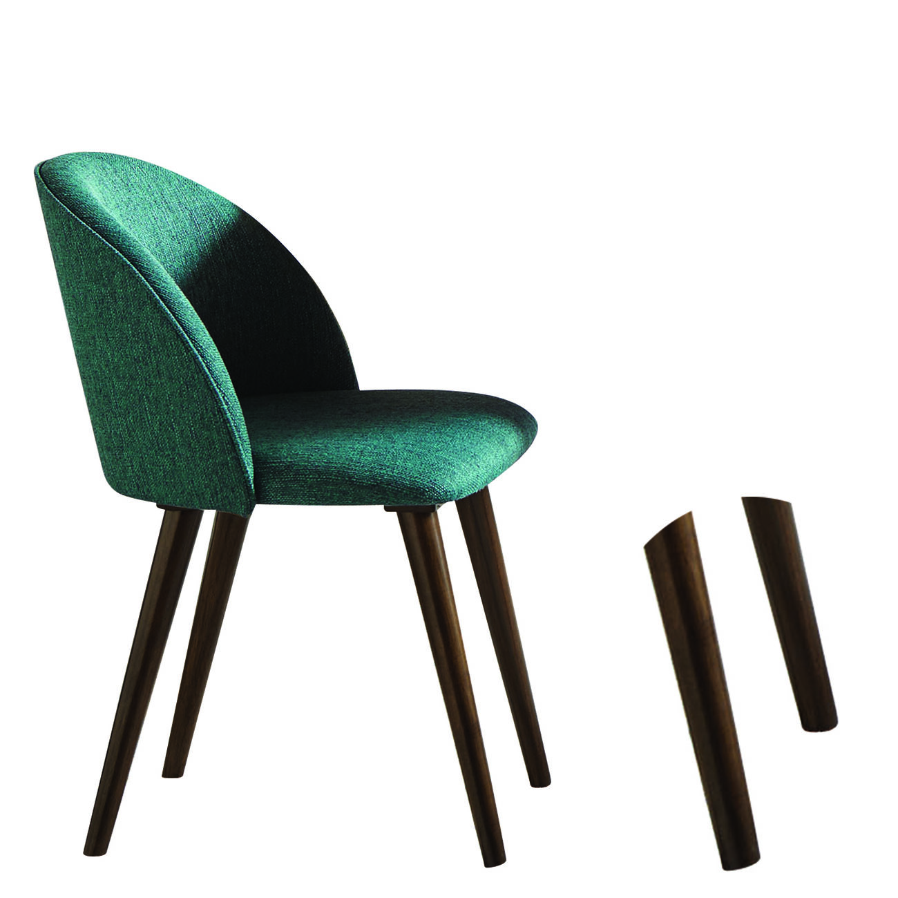 Wooden Dining Chairs with Fabric Upholstered Seat and Back, Aqua Green and Brown, Set of Two