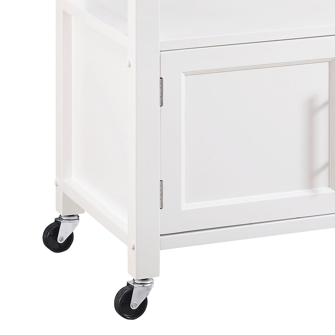 Spacious Wooden Kitchen Cart with Granite Inlaid Top, White and Gray