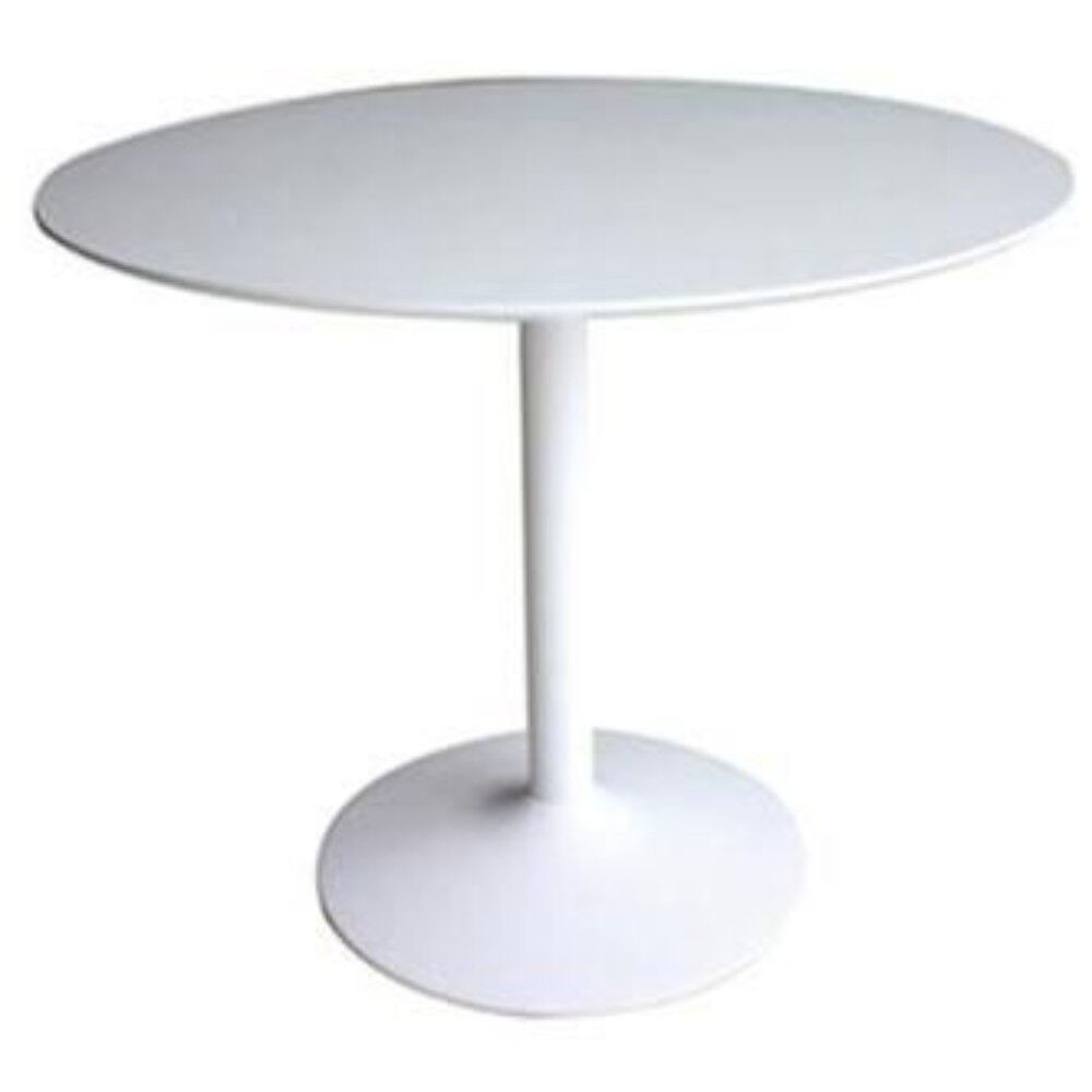 Contemporary Round Dining Table, White