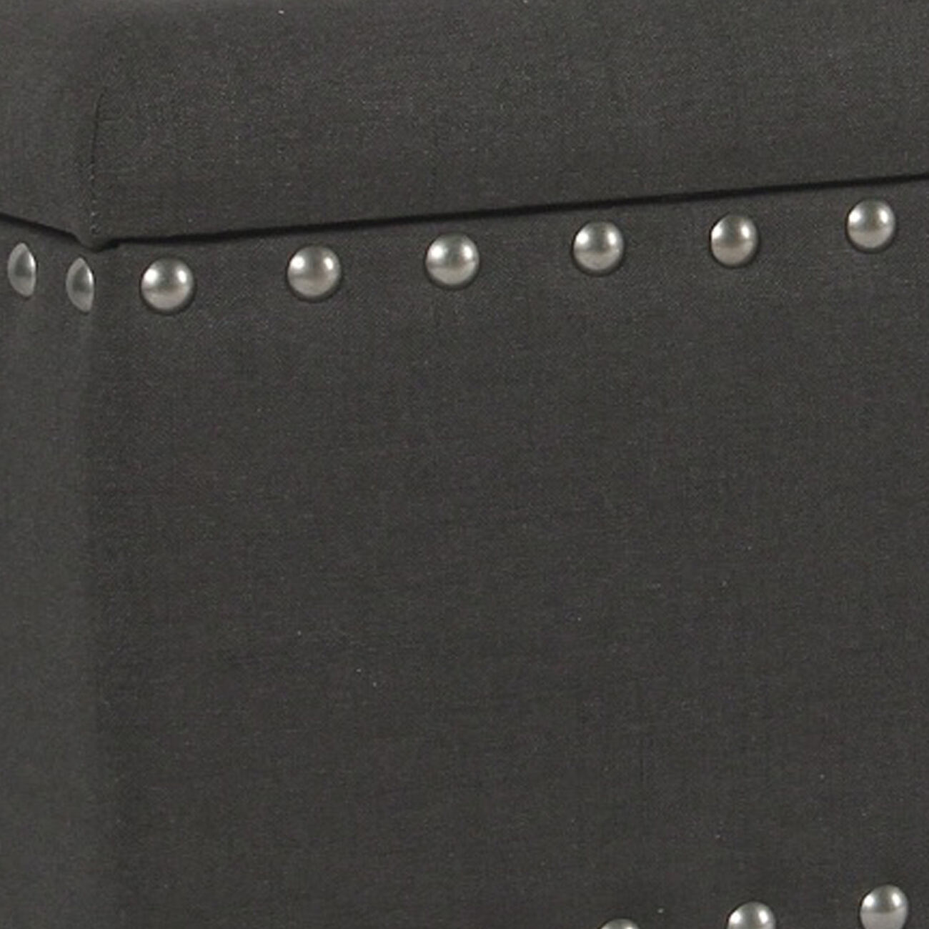 Fabric Upholstered Wooden Storage Bench With Nail head Trim, Large, Dark Gray and Brown