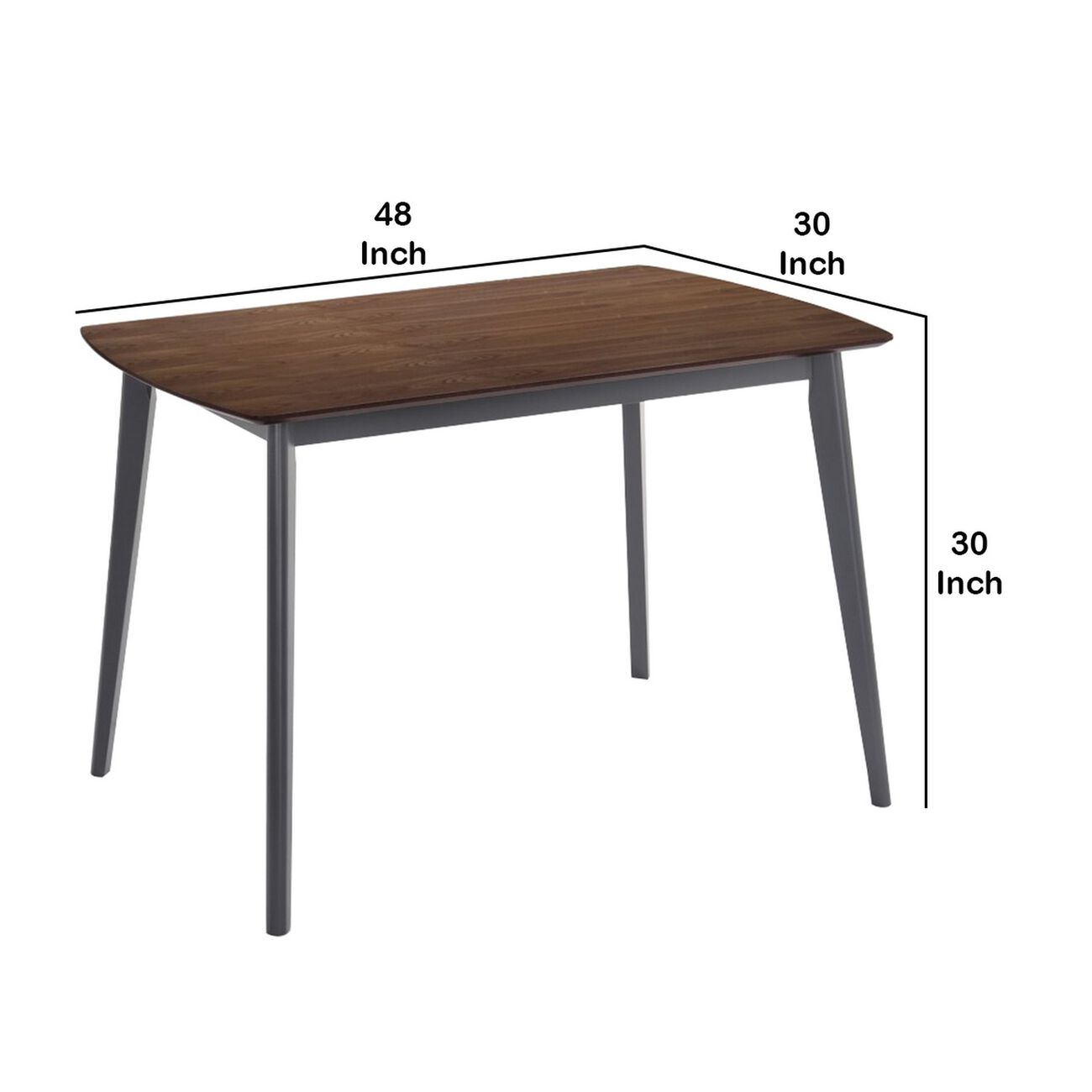 Contemporary Wooden Dining Table with Round Legs, Brown and Gray