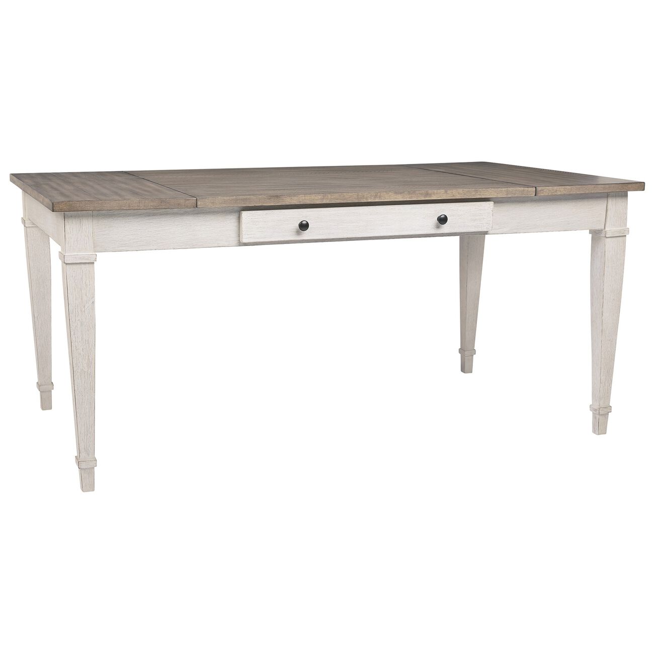 Rectangular Two Tone Wooden Dining Table with Storage, White and Brown