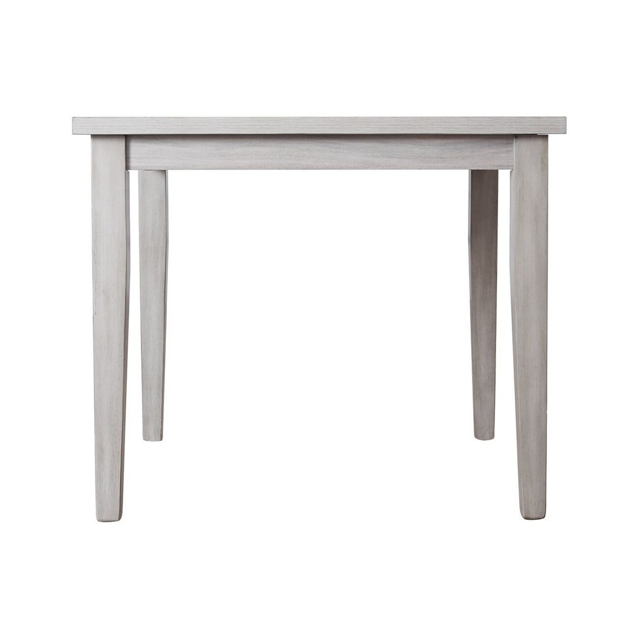 Square Dining Table with Barn Texture and Tapered Legs, Weathered Gray