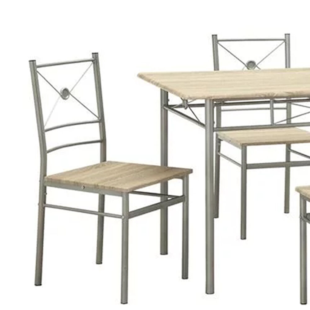 Sturdy Dining Table In A set Of Five, Silver