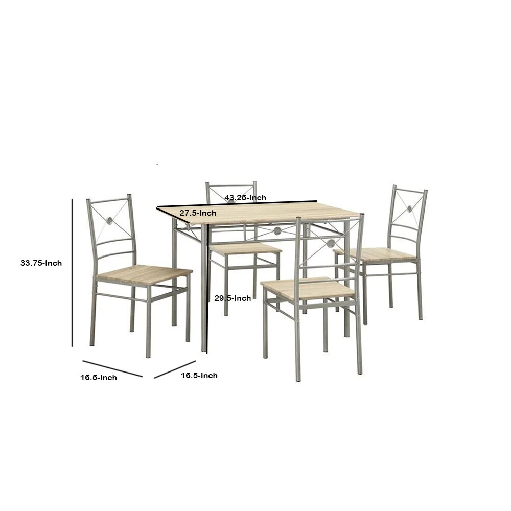 Sturdy Dining Table In A set Of Five, Silver