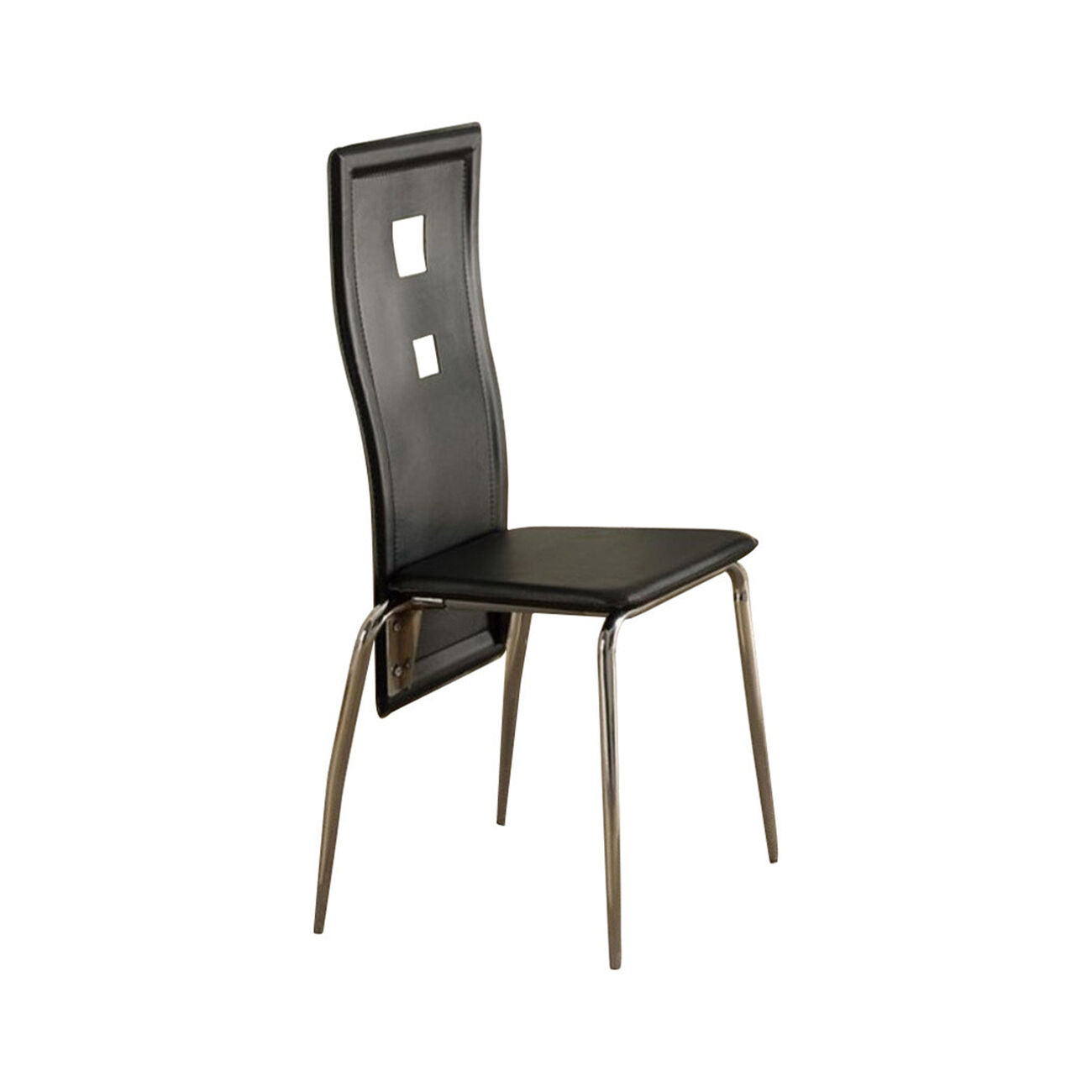 Metal Dining Chair With Cutout Back, Set Of 2, Black And Chrome