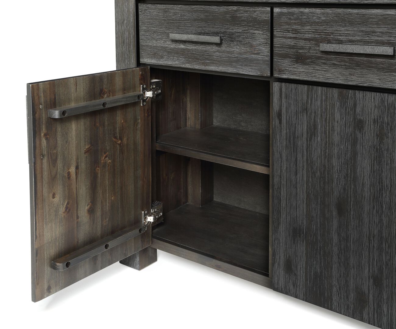3 Drawer Wooden Sideboard with 3 Door Cabinets, Dark Gray