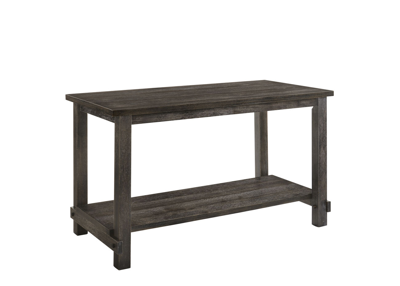 Counter Height Wooden Dining Table with Open Bottom Shelf, Gray