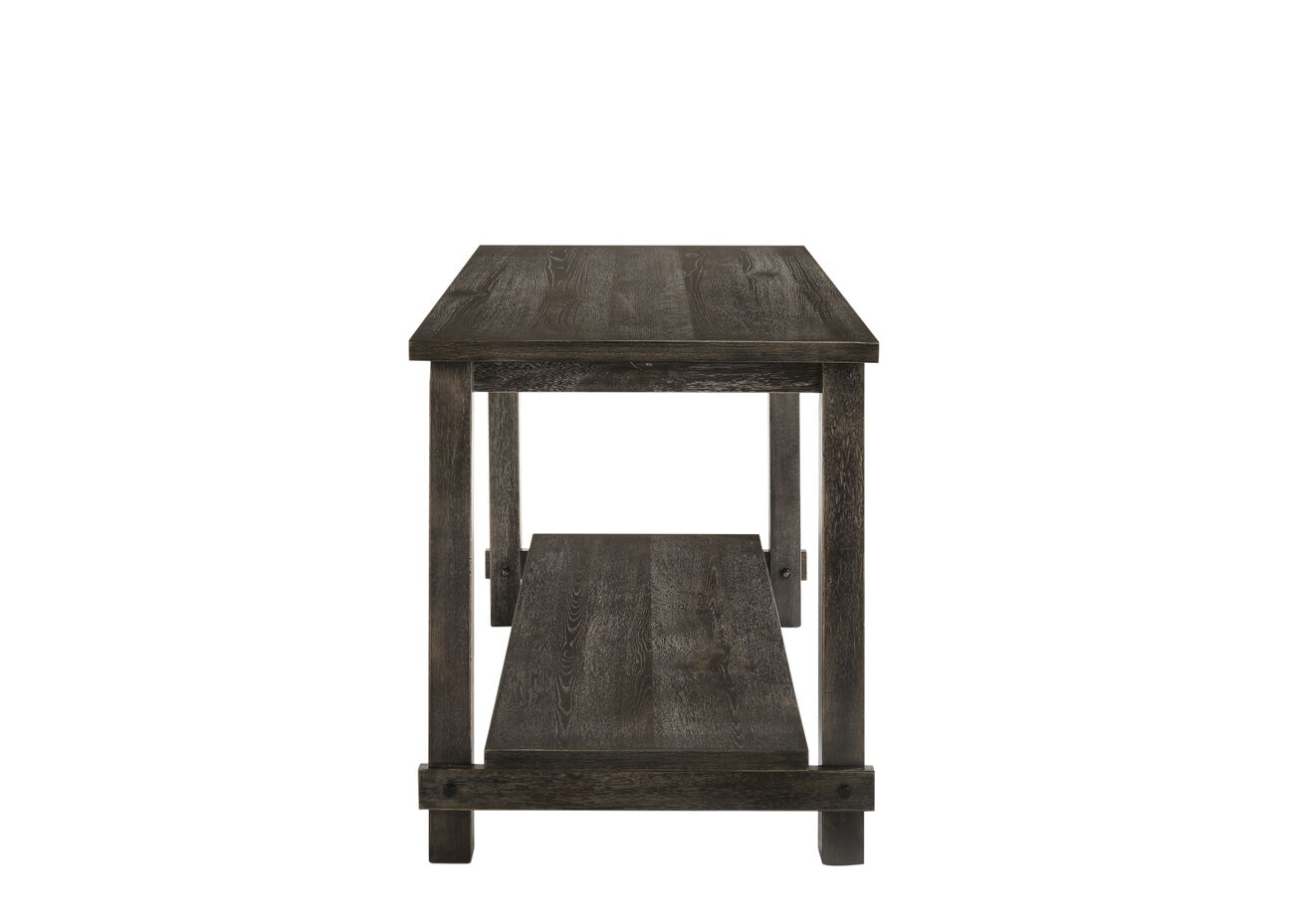 Counter Height Wooden Dining Table with Open Bottom Shelf, Gray