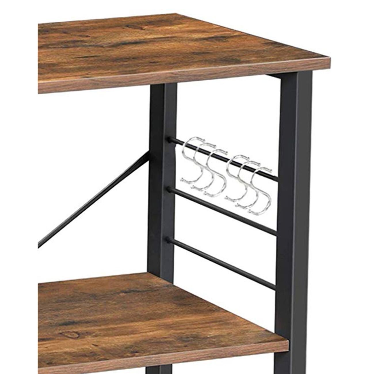 3 Tier Wood and Metal Kitchen Cart with Casters, Rustic Brown and Black