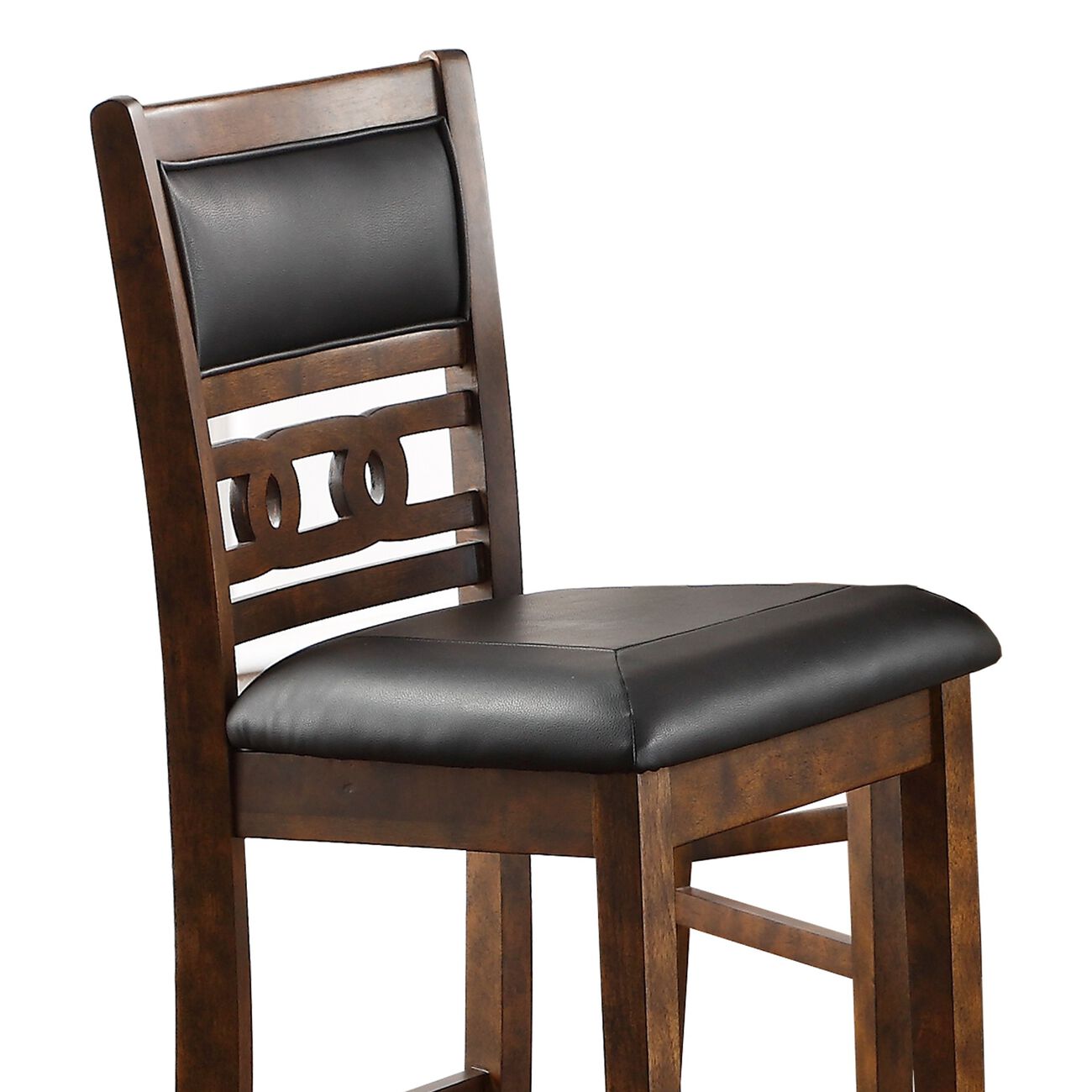 Leatherette Dining Chair with Curved Lattice Back,Set of 2,Black and  Brown