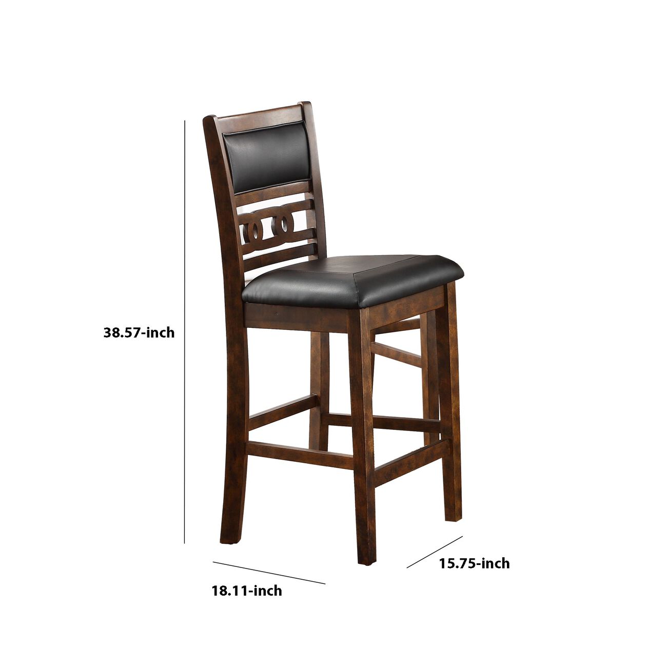 Leatherette Dining Chair with Curved Lattice Back,Set of 2,Black and  Brown