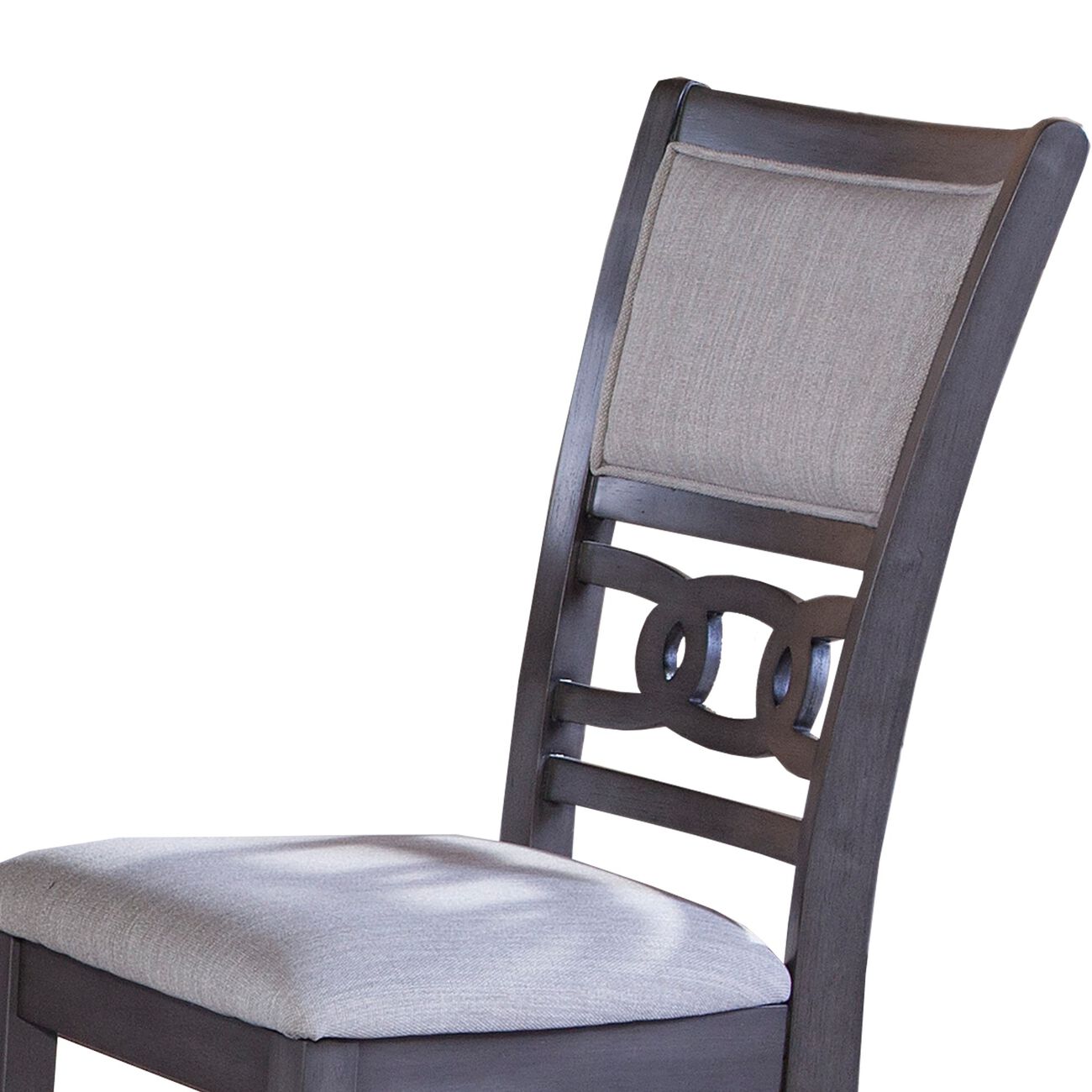 Fabric Dining Chair with Curved Lattice Back, Set of 2, Antique Gray