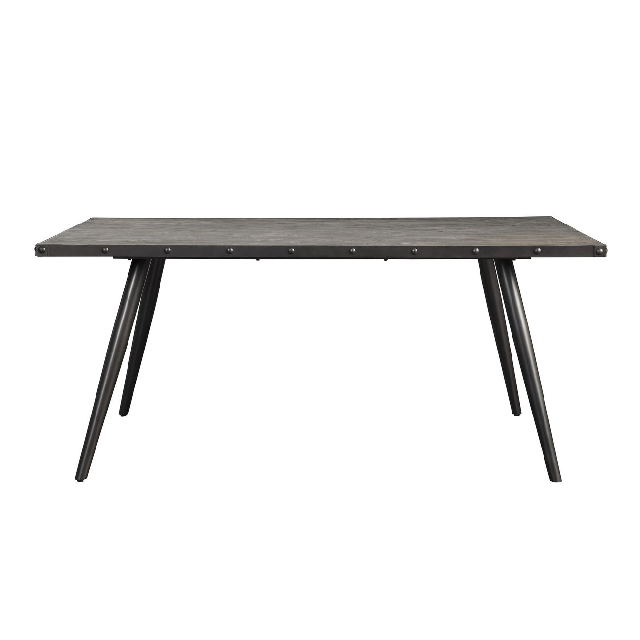 Rectangular Wooden Top Dining Table with Angled Metal Legs, Gray
