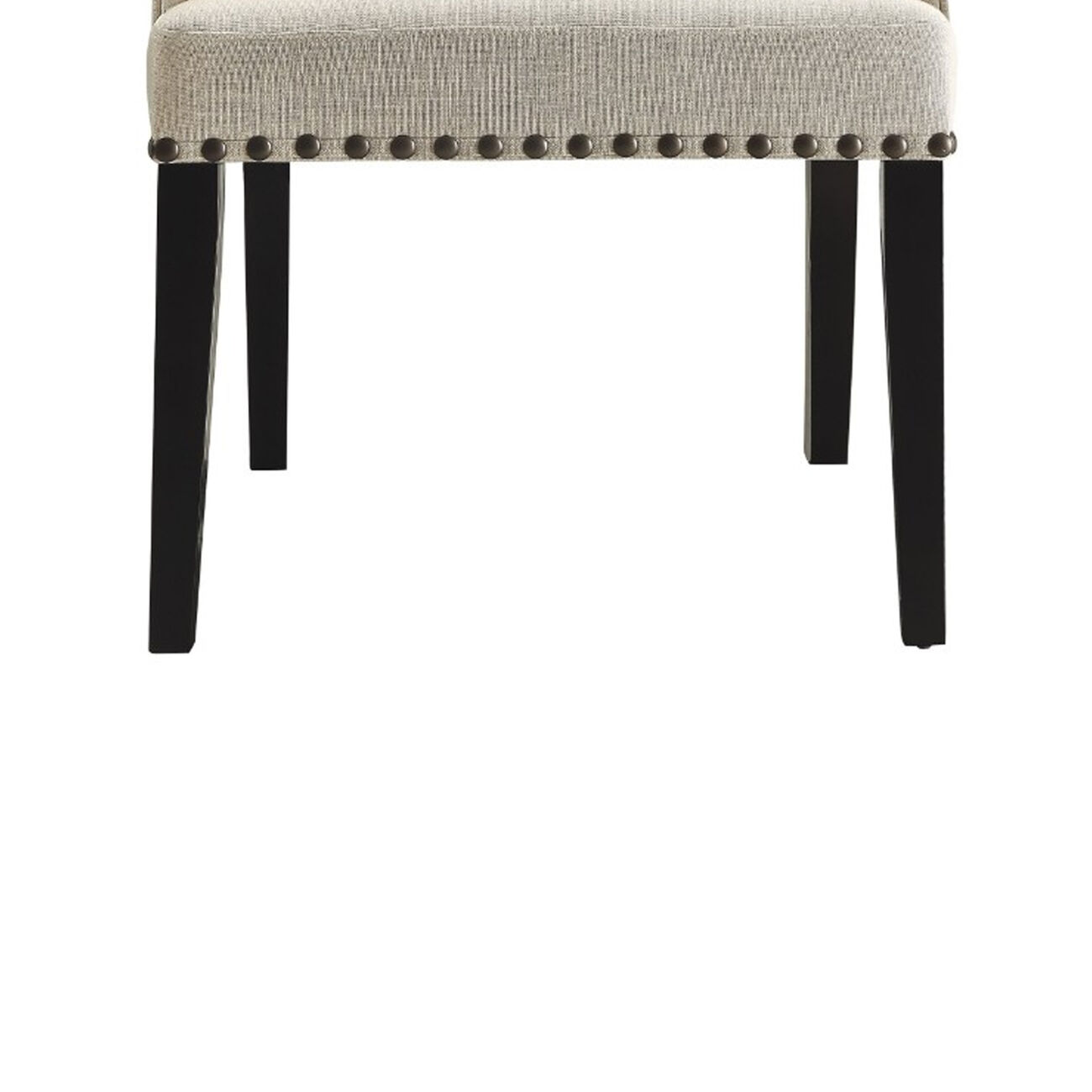 Diamond Tufted Upholstered Dining Chair, Cream & Smokey Black