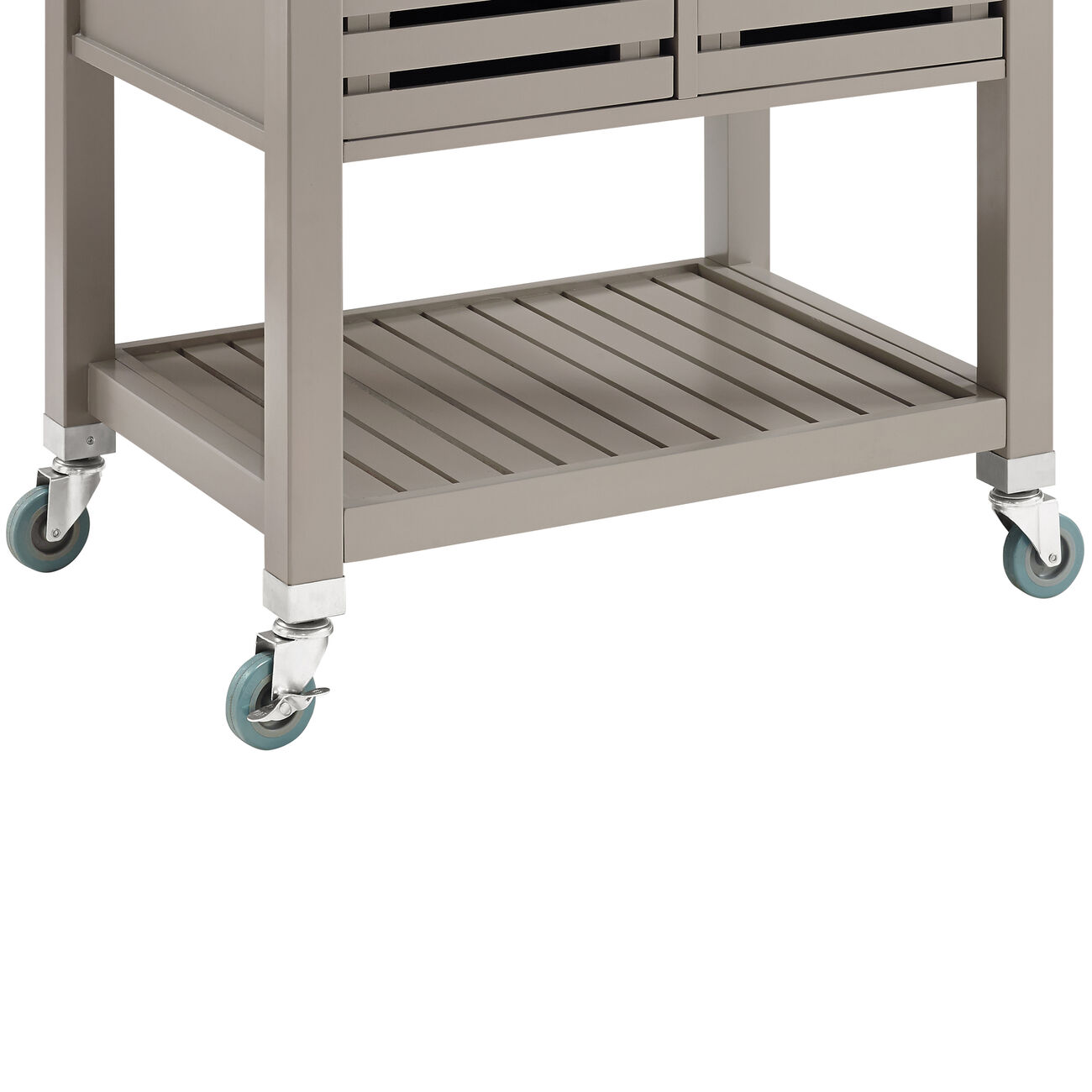 4 Drawer Wooden Kitchen Cart with Caster Wheels, Gray and Silver