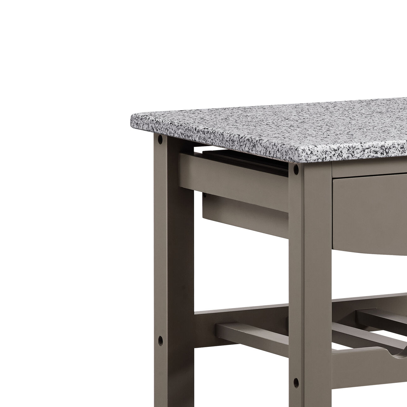 Contemporary Style Kitchen Island with Granite Top and Casters, Gray