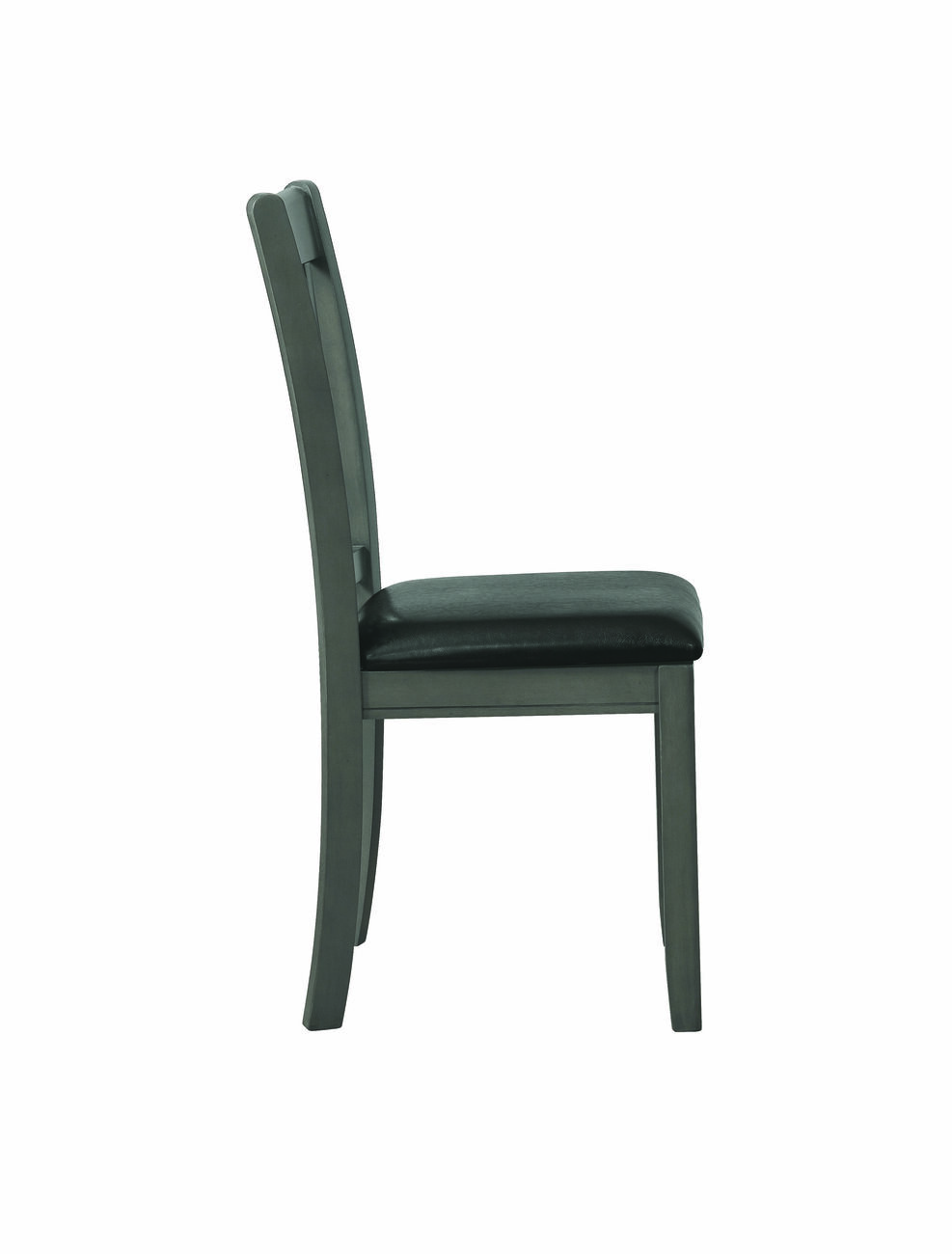 Cutout Back Wooden Dining Chair with Leatherette Seat, Gray and Black, Set of Two