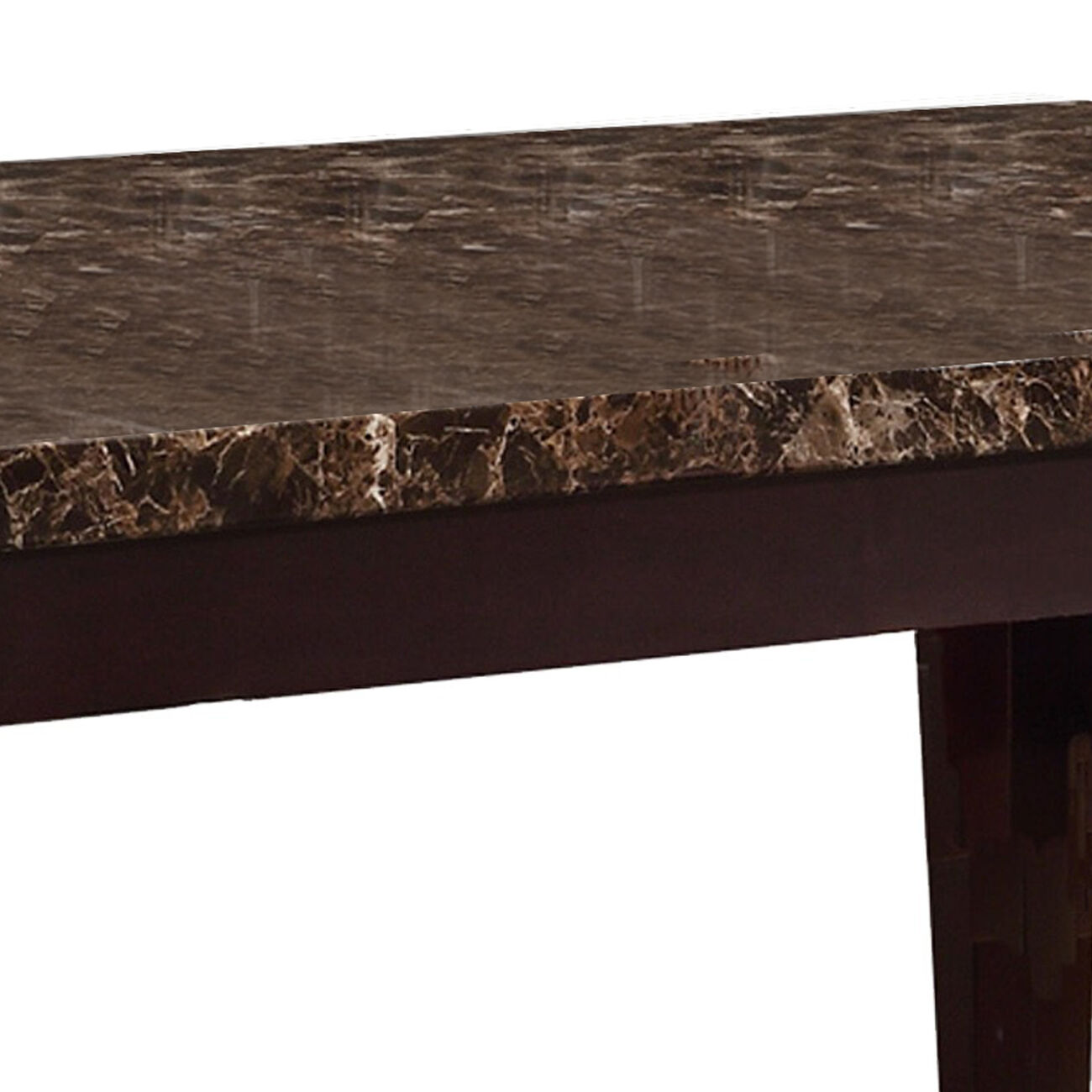 Rectangular Faux Marble Top Dining Table, Espresso Brown