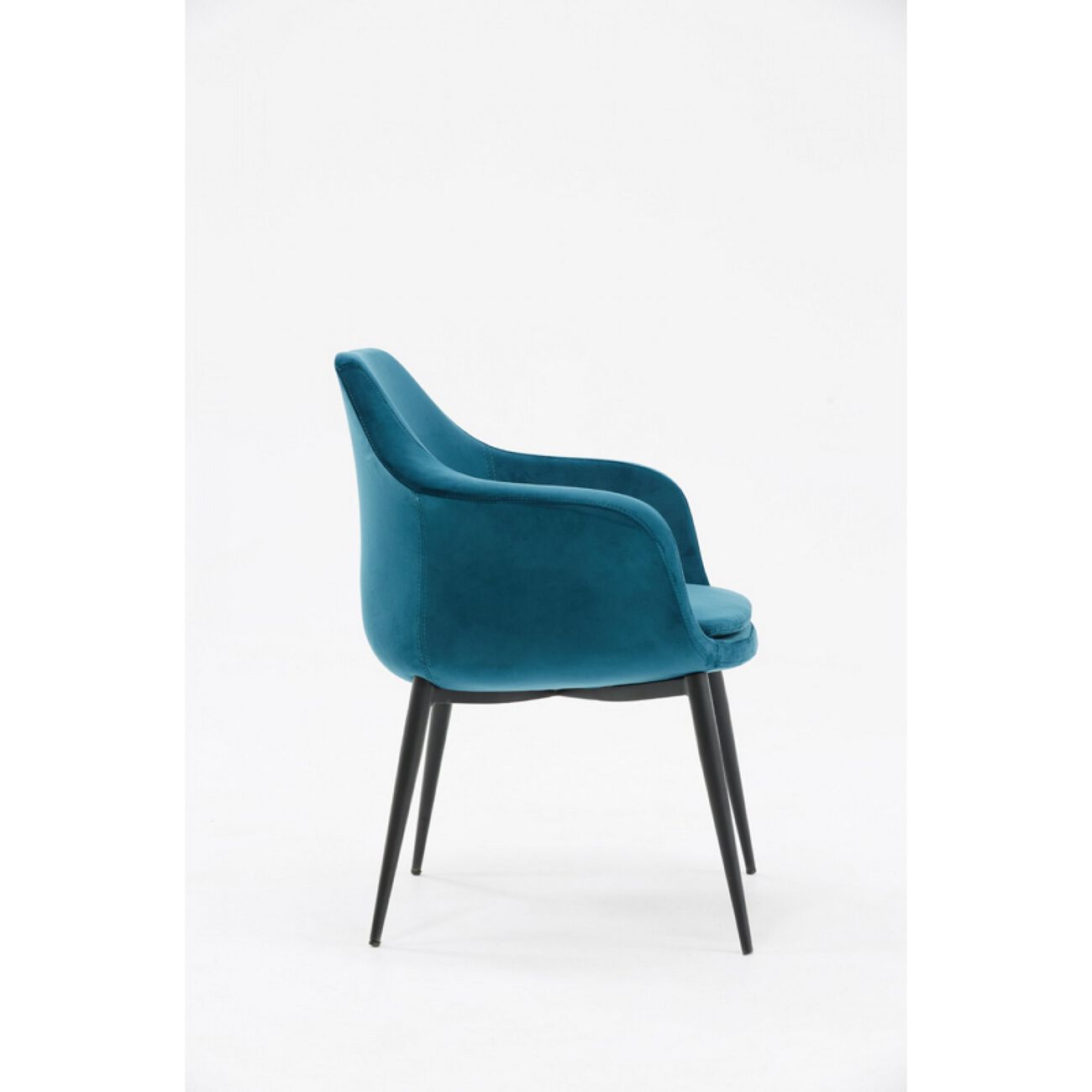 Velvet Upholstered Dining Chair with Padded Seat and Tapered Legs, Blue