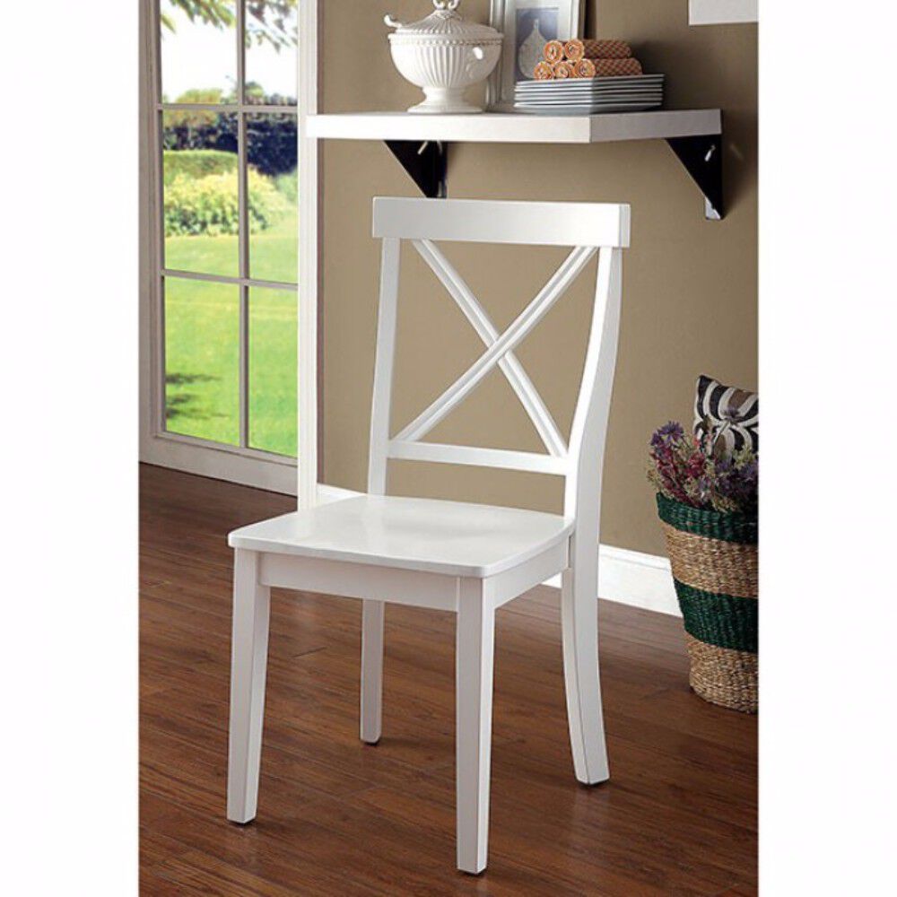 Wooden Armless Side chair, White, Pack of 2