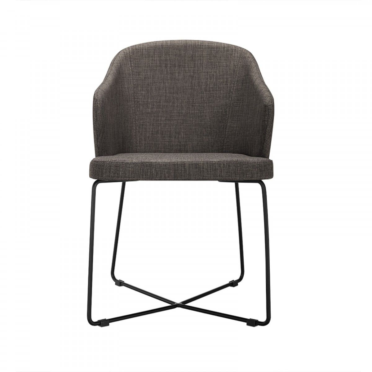 Fabric Upholstered Dining Chair with Metal Legs, Set of 2, Gray and Black