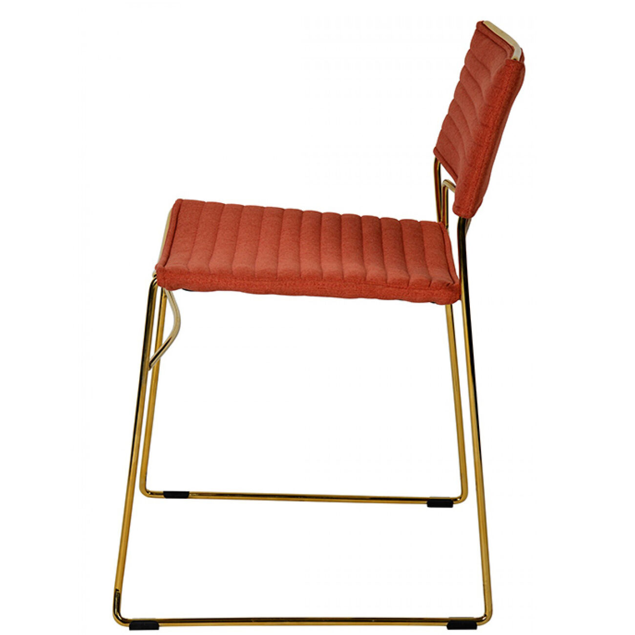 Ribbed Back Dining Chair and Metal Sled Base, Set of 2, Red and Gold
