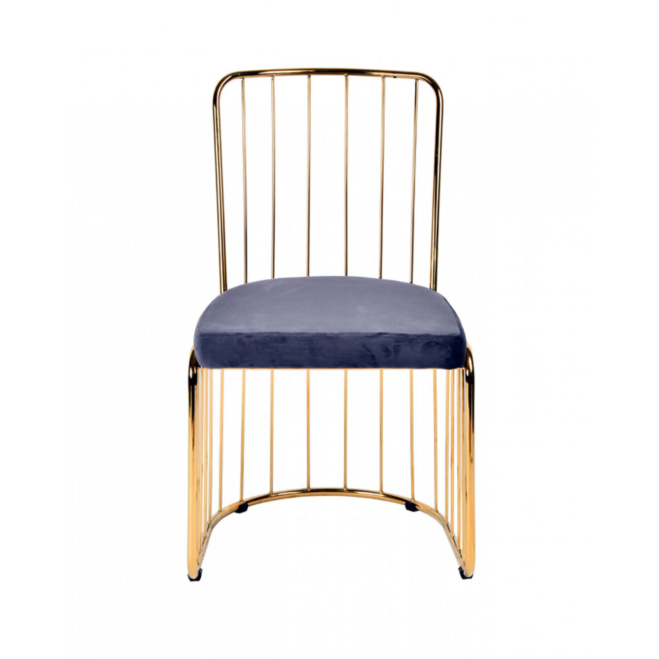 Cage Design Metal Dining Chair, Set of 2, Blue and Gold