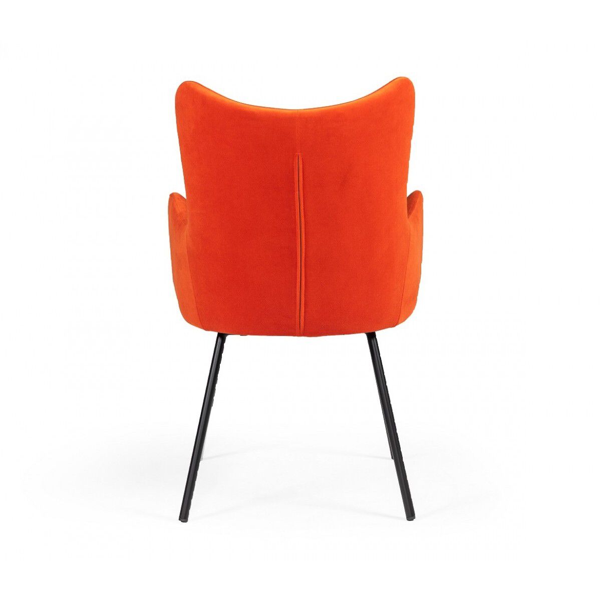 Fabric Upholstered Dining Chair with Winged Back and Curved Arms, Orange