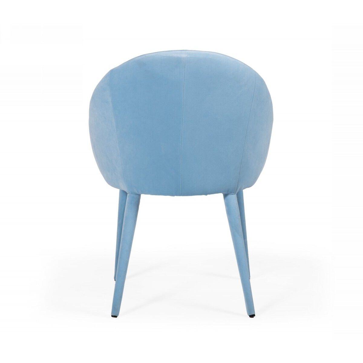 Fabric Upholstered Wooden Dining Chair with Curved Back, Blue