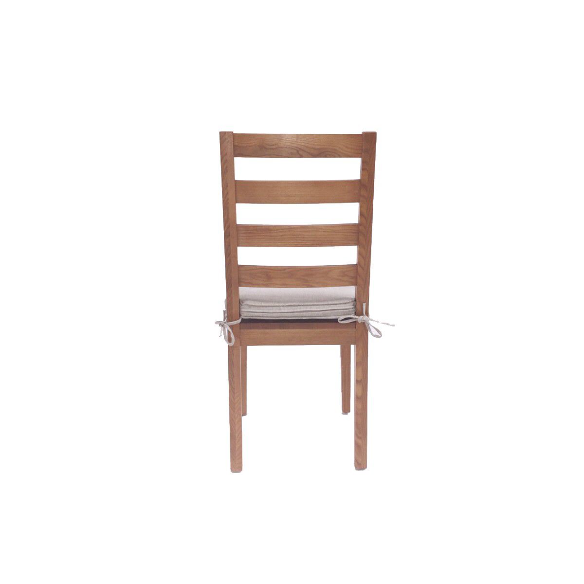 Ladder Back Dining Chair with Cushion Seat and Block Legs, Set of 2, Brown