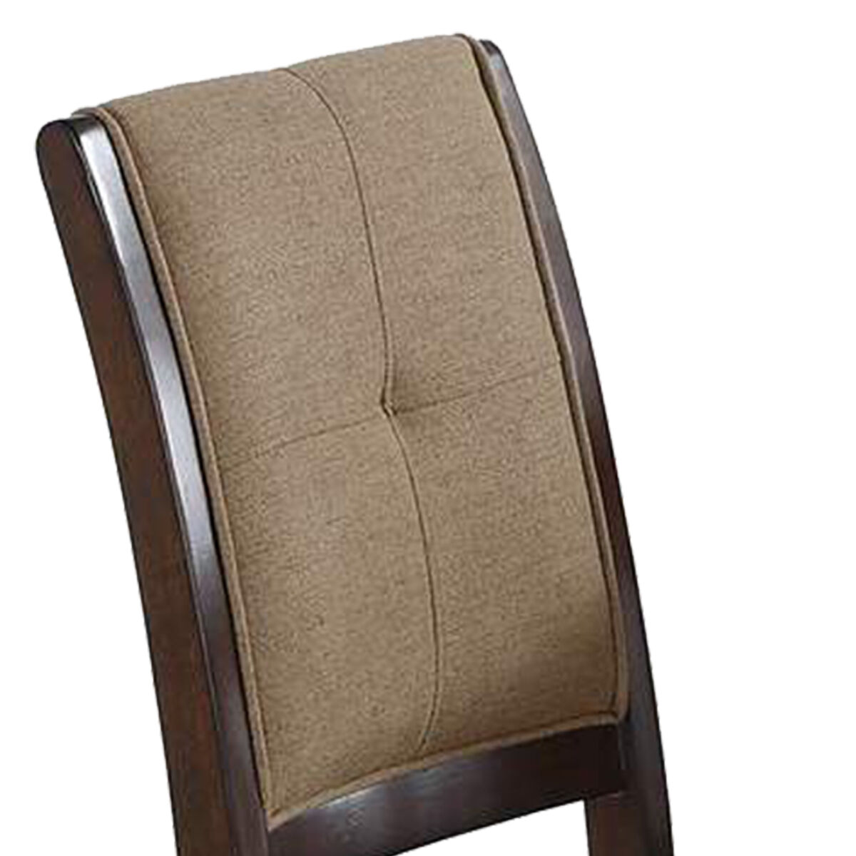 Fabric Upholstered Wood Dining Chair with Curved Back, Set of 2, Brown