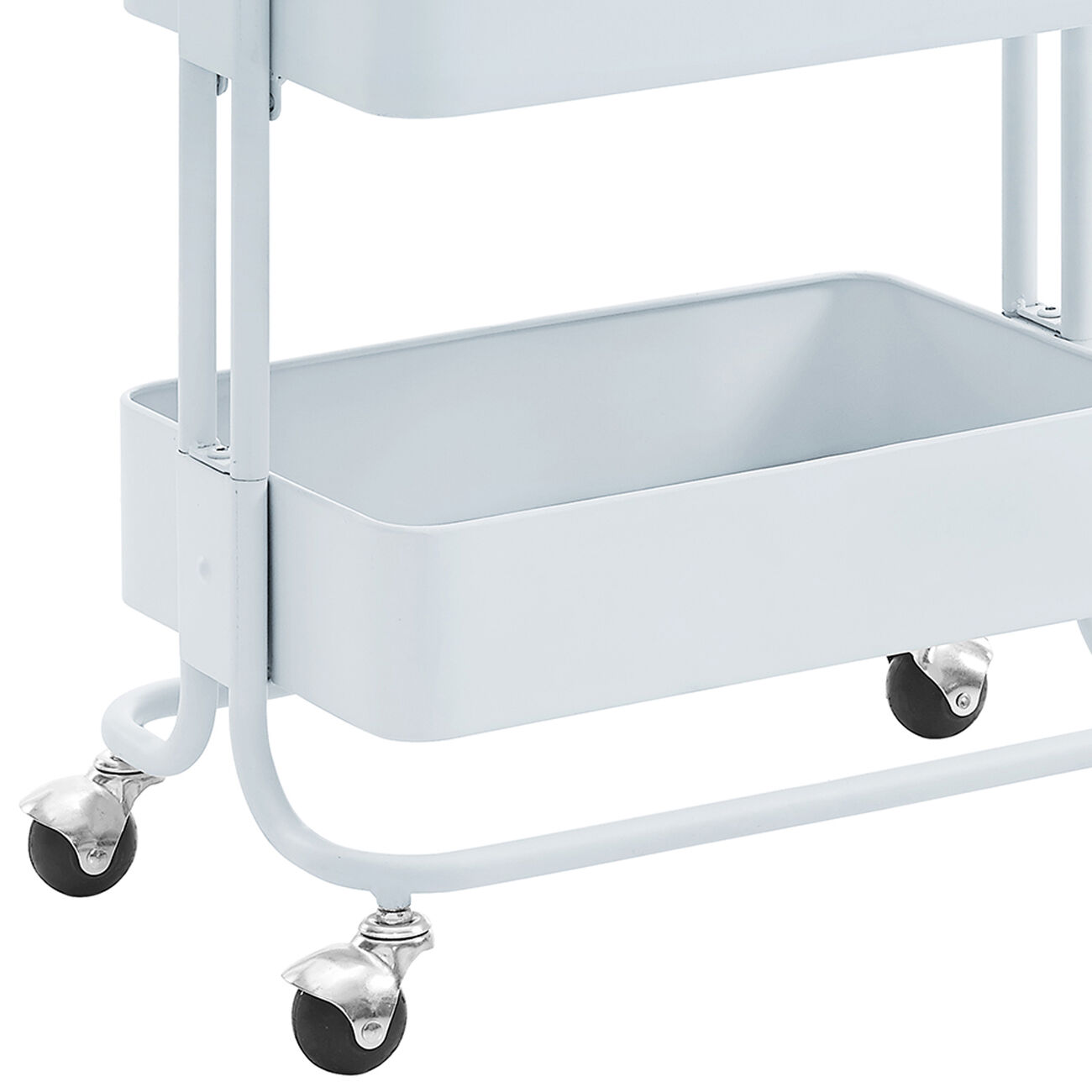 3 Tier Metal Cart with Tubular Frame and Spacious Storage, White