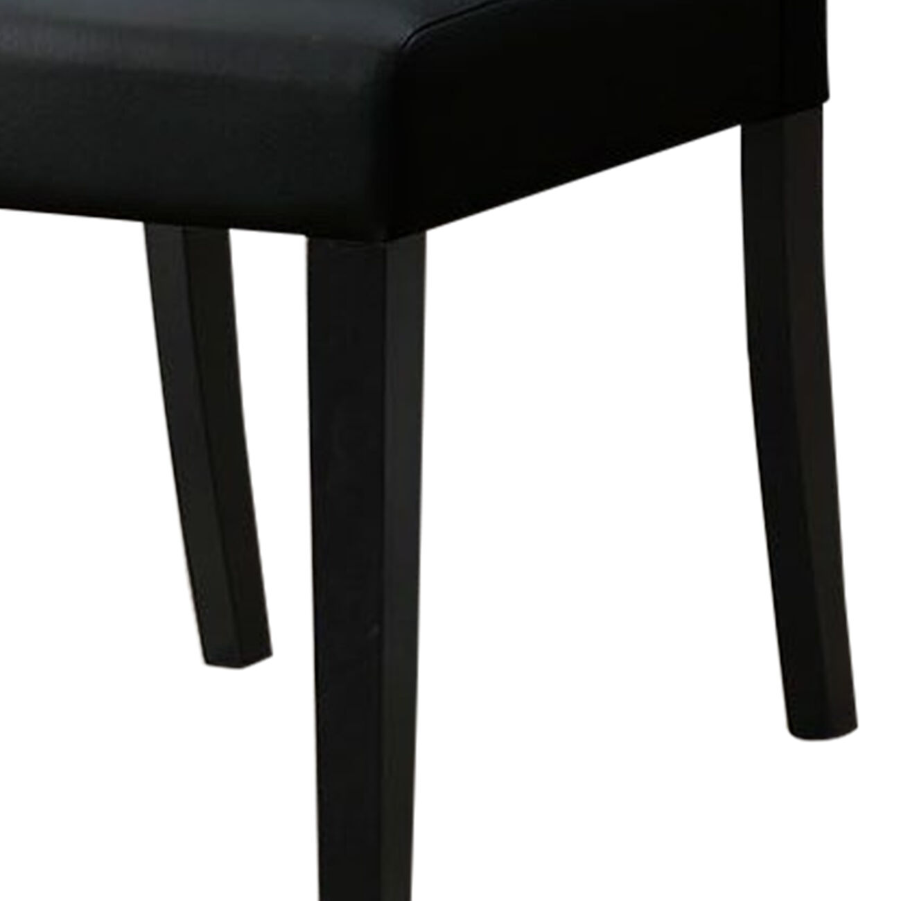 Button Tufted Faux Leather Dining Chair with Wooden Legs, Set of 2, Black - BM229102