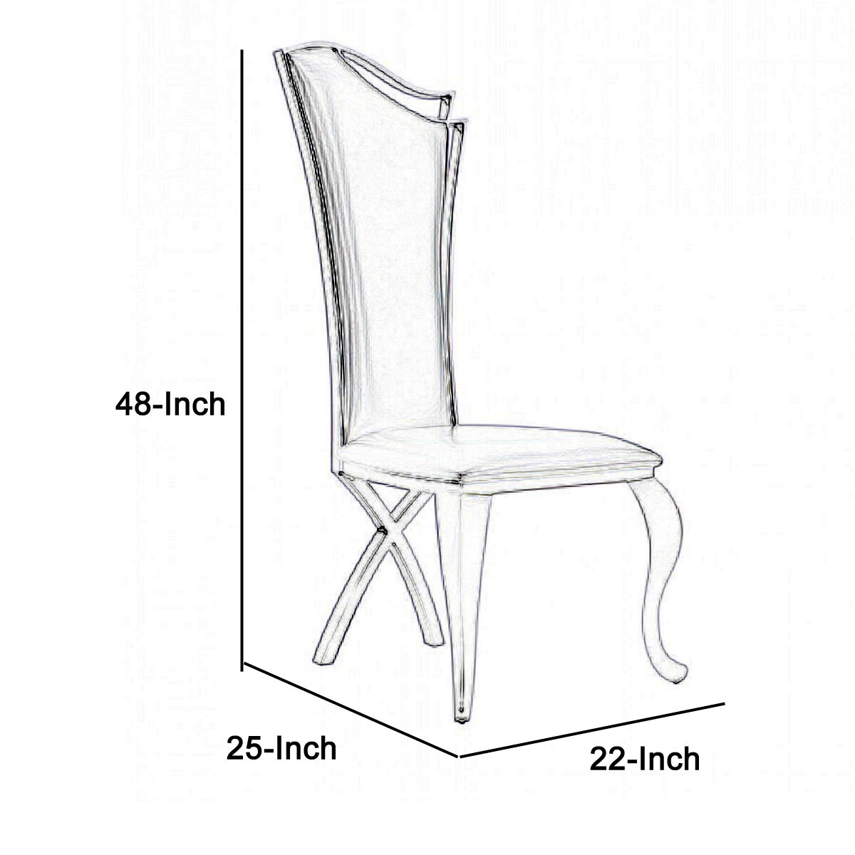 Sloped Back Leatherette Dining Chair with Metal Leg, Set of 2, Gray