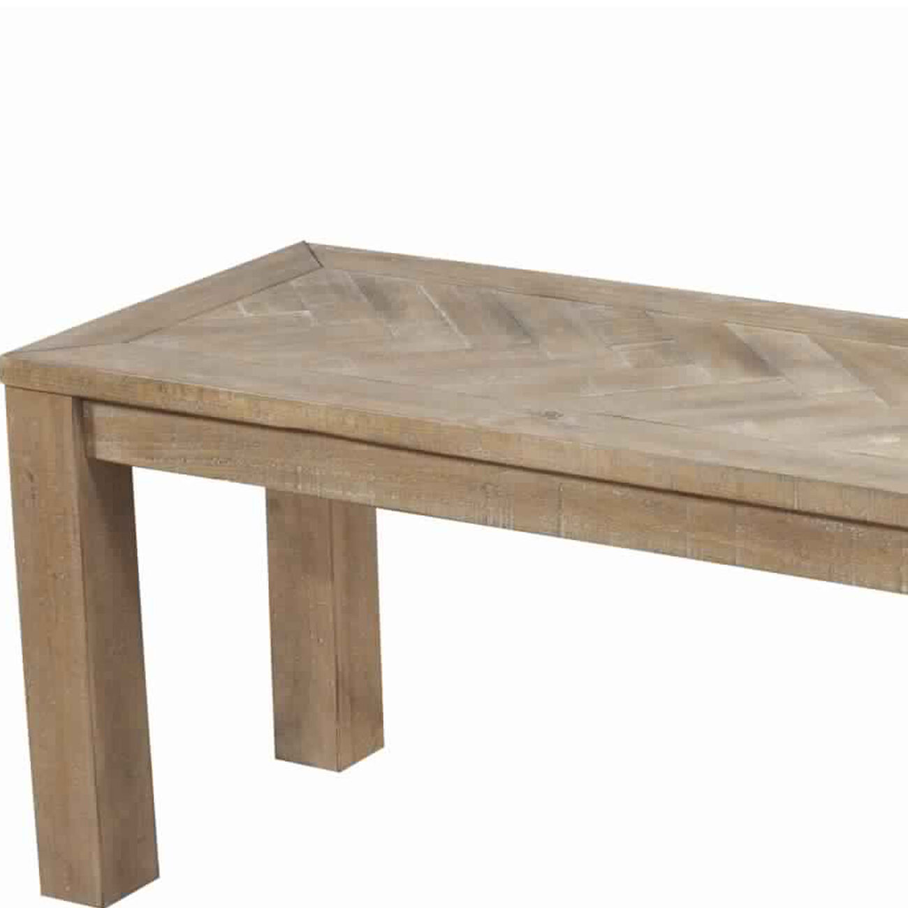 Rectangular Wooden Dining Bench with Block Legs, Weathered Brown