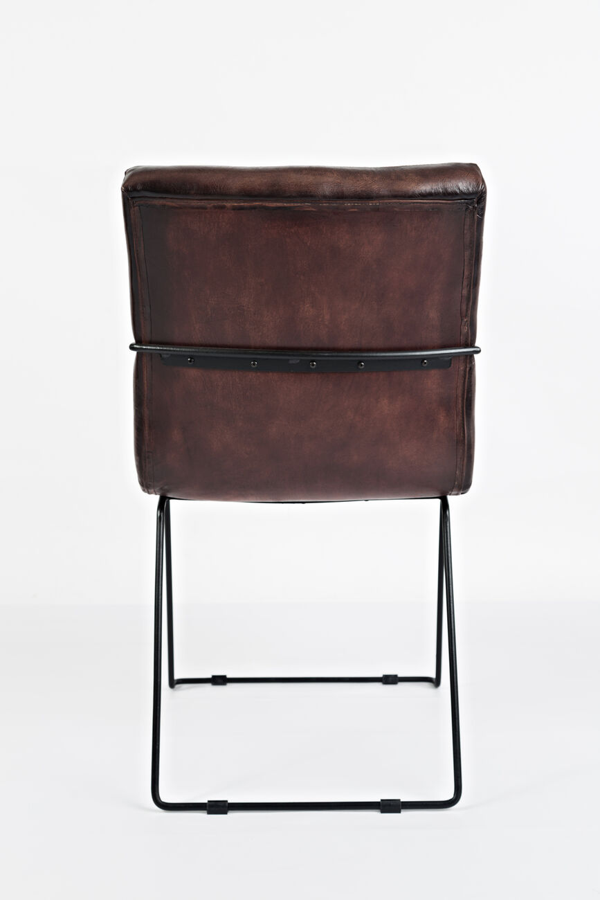 Leatherette Upholstered Dining Chair with Metal Legs, Set of Two, Cherry Brown and Black