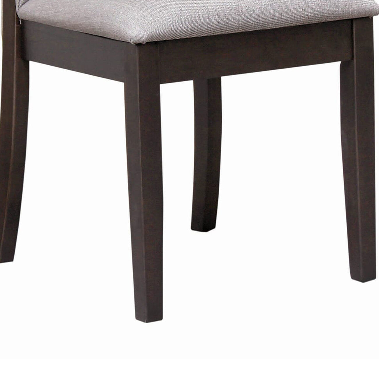 Fabric Upholstered Wooden Dining Chair, Set of 2, Gray and Brown