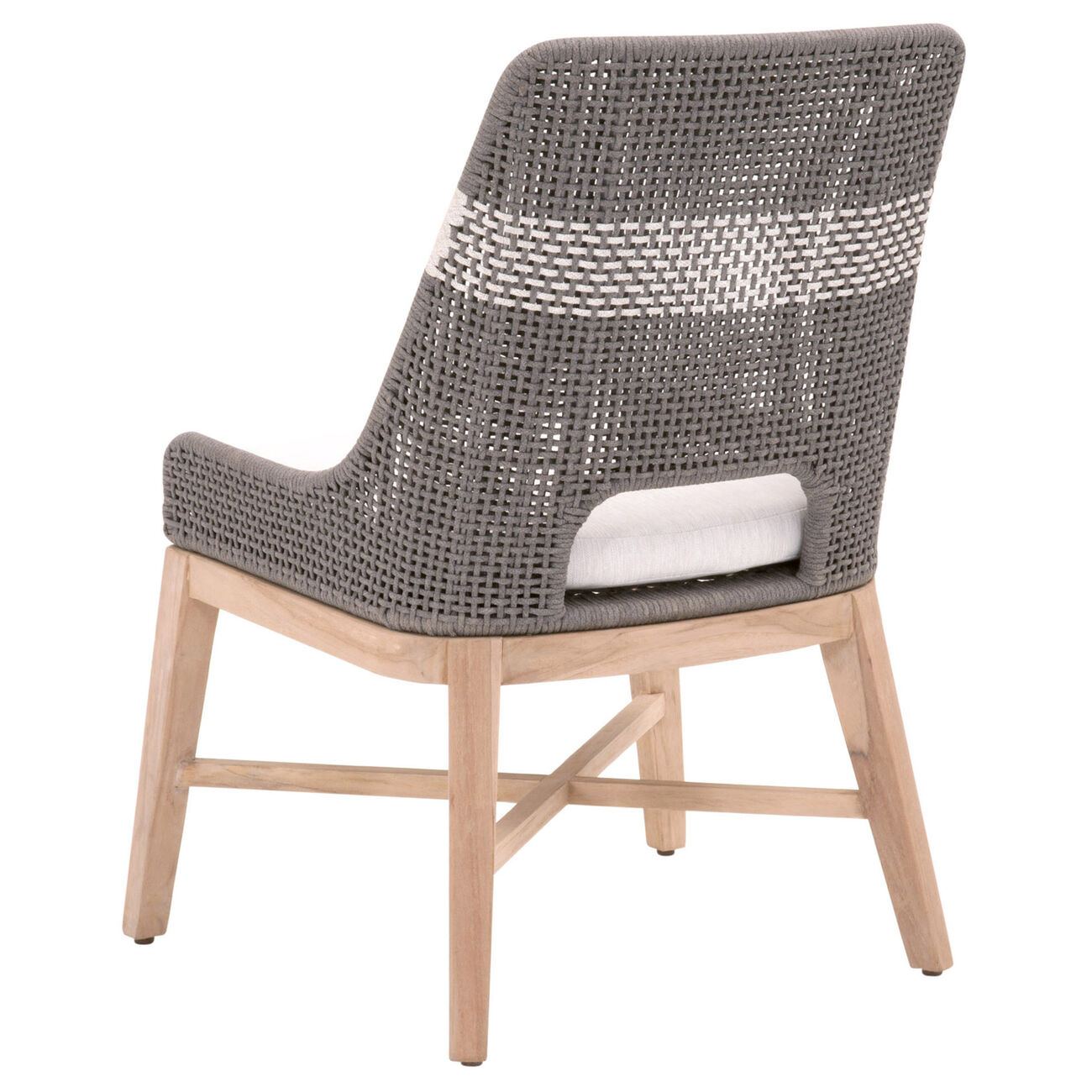 Interwoven Rope Dining Chair with X Shaped Support, Set of 2, Dark Gray