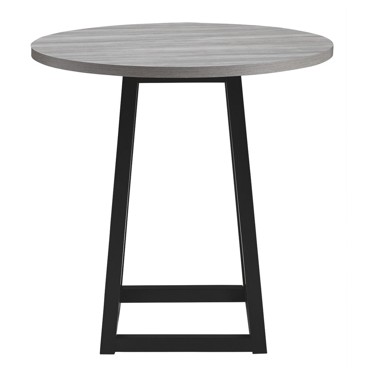 Round Wooden Counter Height Dining Table with Sled Base, Gray and Black