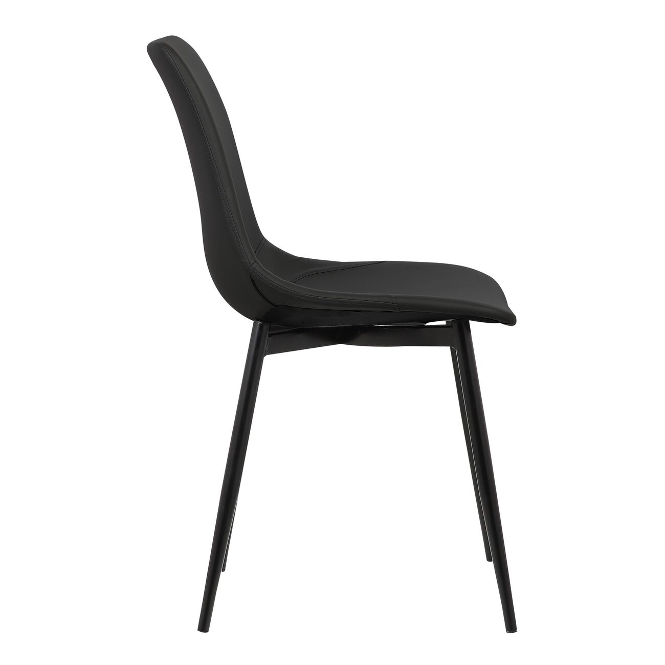 Leatherette Dining Chair with Bucket Seat and Metal Legs, Black
