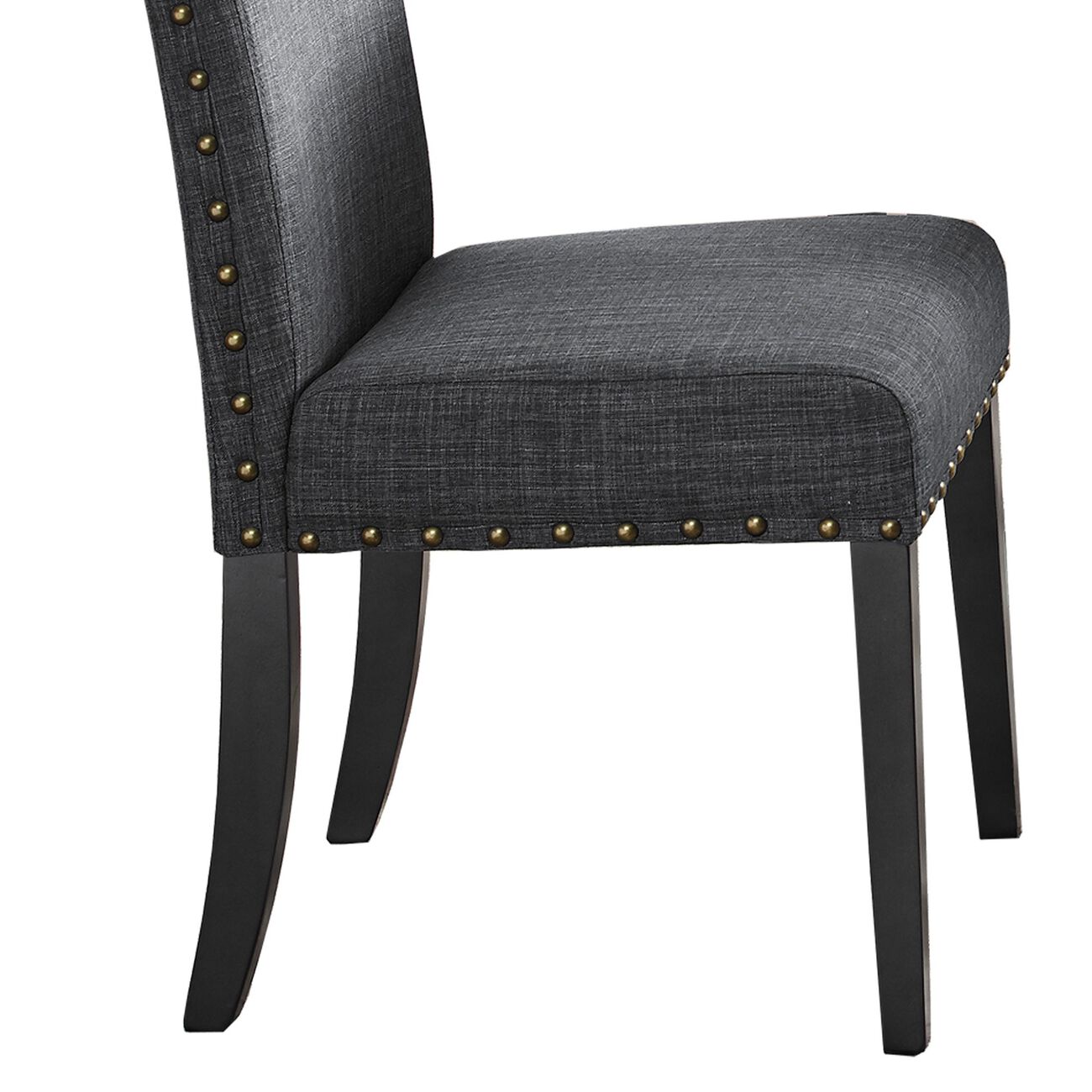 Flared Back Dining Chair with Padded Seat and Nailhead Trim,Set of 2, Gray