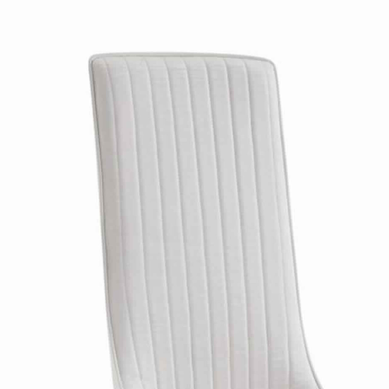 Leatherette Dining Chair with Vertically Stitched Backrest, Set of 2, White
