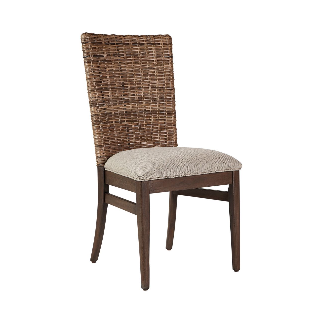Kubu Woven Back Dining Chair with Cushion Seat, Set of 2, Brown