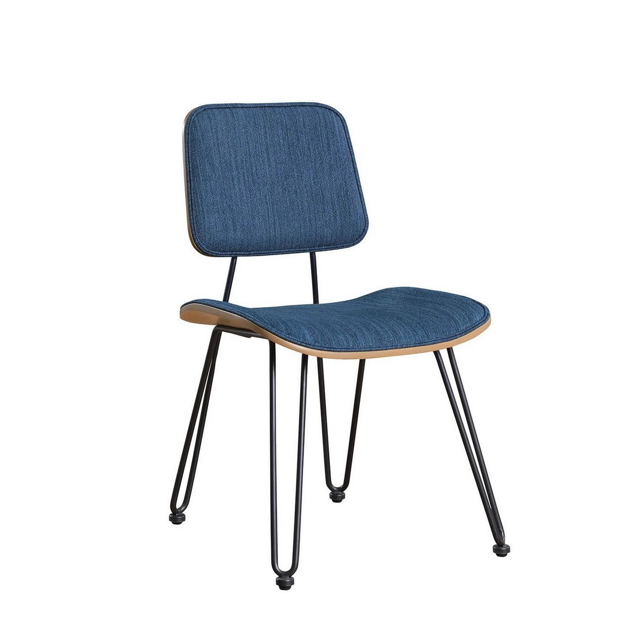 Fabric Dining Chair with Hairpin Metal Legs, Set of 2, Blue