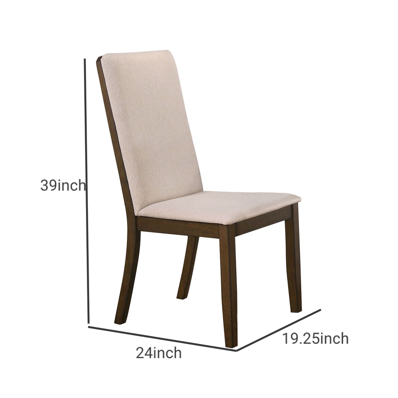 Fabric Dining Chair with Wooden Backing, Set of 2, Beige