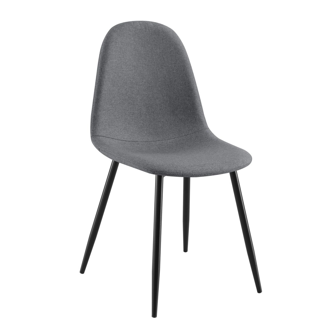 Fabric Dining Chair with Bucket Seating, Set of 4, Gray and Black