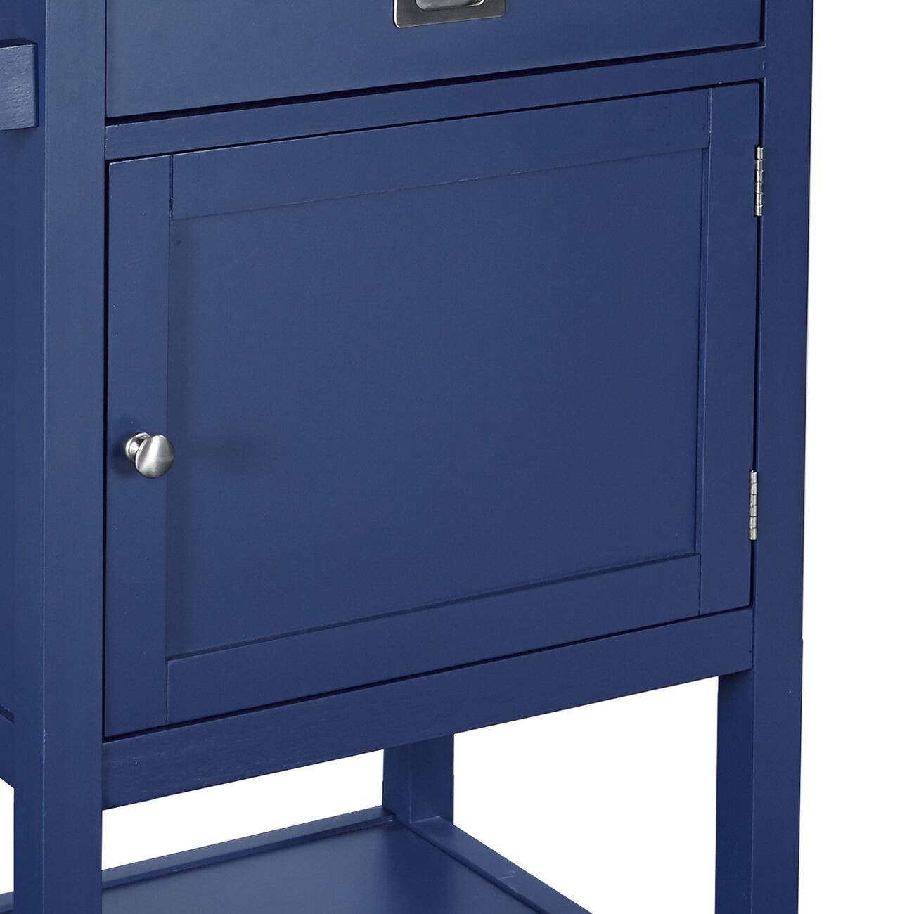 Contemporary Kitchen Cart with Stainless Steel Top and Casters, Blue