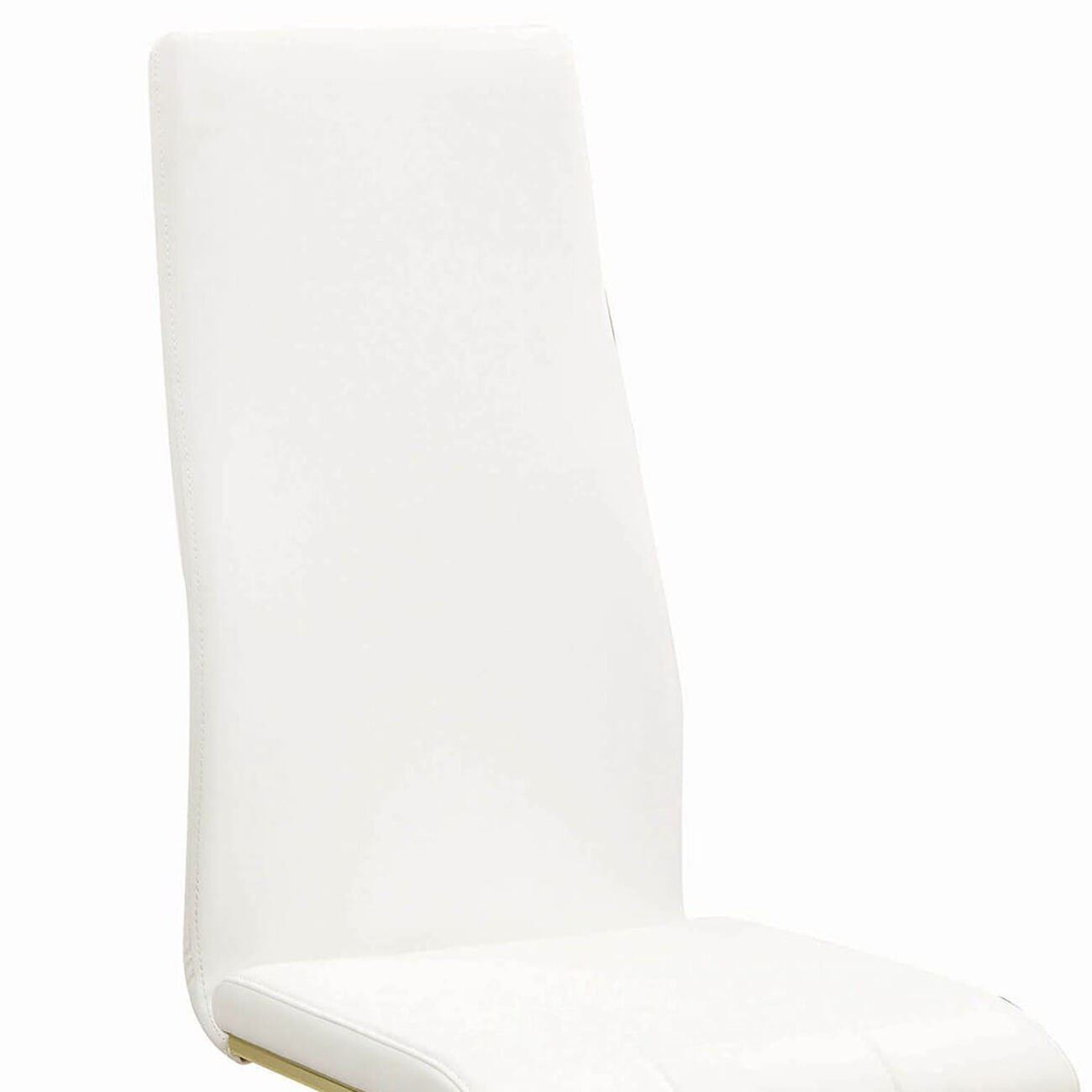 Leatherette Breuer Style Dining Chair, Set of 4, White and Gold